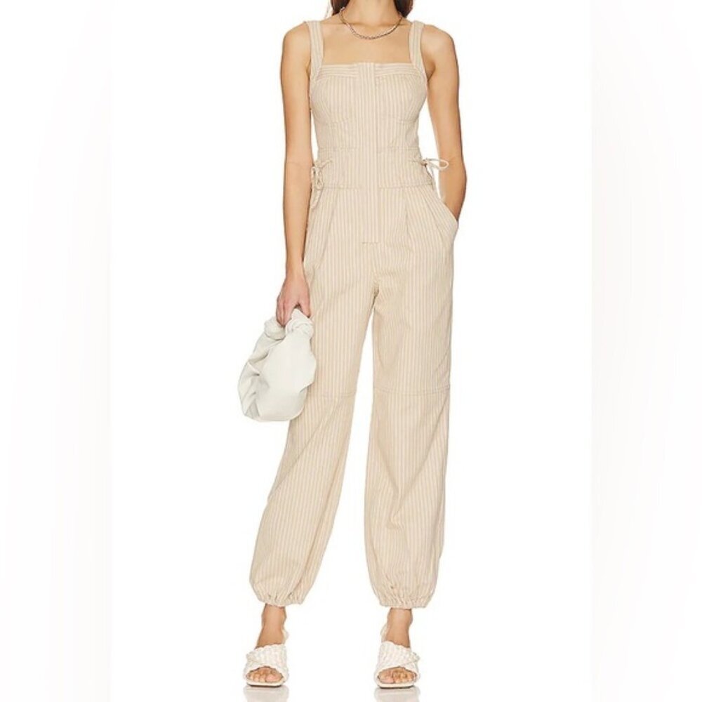 Tularosa Revolve Nora Jumpsuit in Almond Stripe Sz S